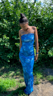 Denim Printed Tube top dress